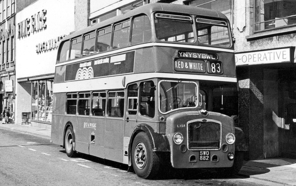 Red & White L158 (SWO 882) Pontypridd Taff Street 26-May-1970 Photofive 771731